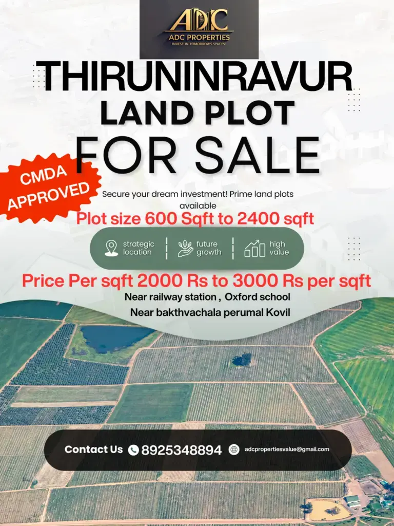 Low price land for Thiruninravur